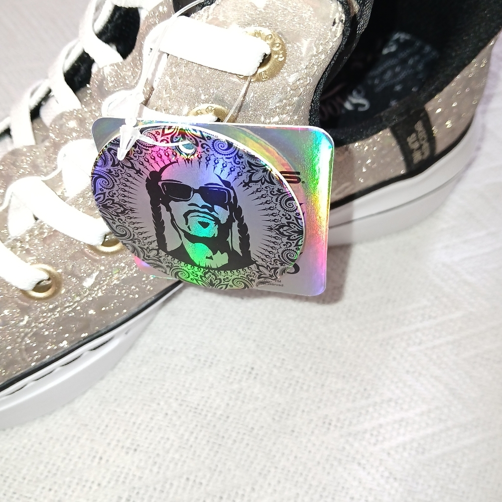 NWT Sz.7.5 Womens Skechers X Snoop Dog Snoop One Disco Ocelot Shoes - Picture 7 of 10